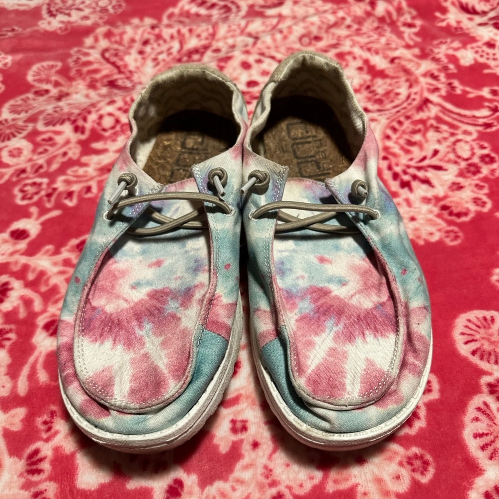 Hey Dude Pink and Blue with Artistic Flair